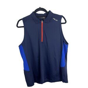 RLX Ralph Lauren Navy Blue Sleeveless Golf Shirt Ladies Size XL